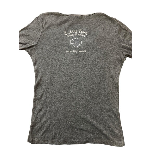 Harley Davidson Skull Wing Long Sleeve Top Womens Y2K Grunge Biker - Picture 5 of 9